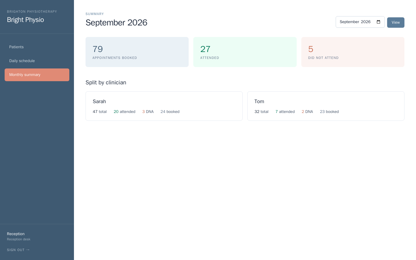 PhysioDesk — screenshot