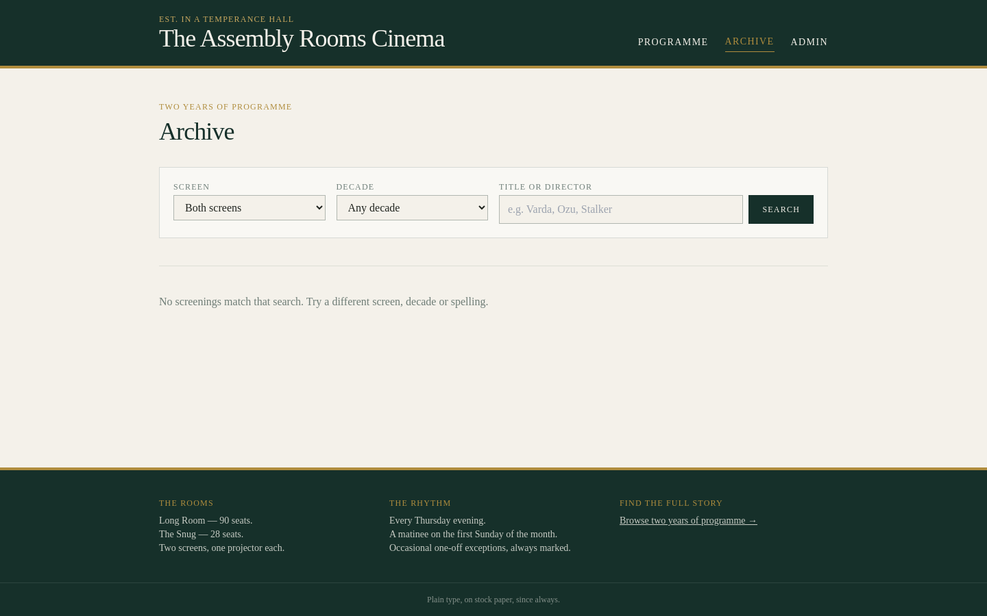 The Temperance Programme — screenshot